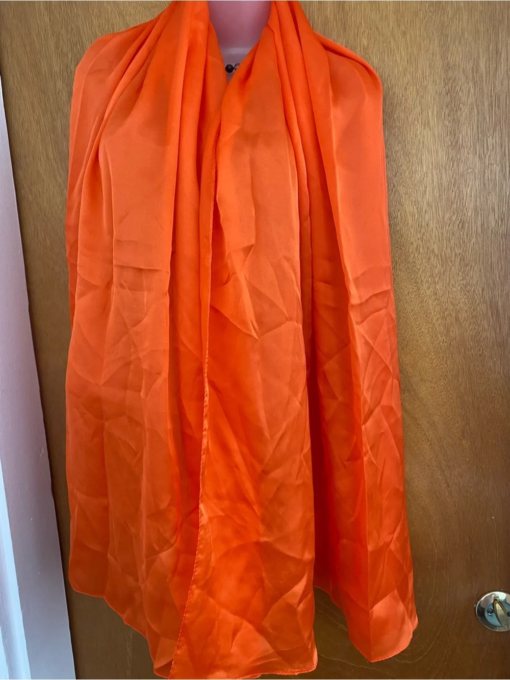 2 Bright Orange Silk Scarf Wrap - Unbranded